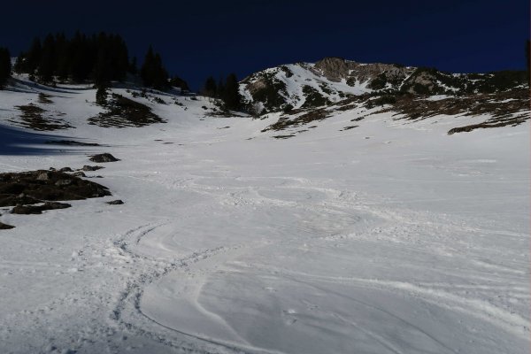 Abfahrt Geigelsteinschulter im Firn
