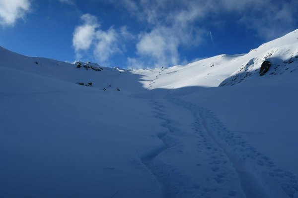 Abfahrt vom Pfundsjoch