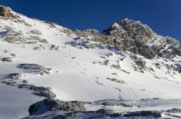 Pulverschneeabfahrt vom Birnhorn
