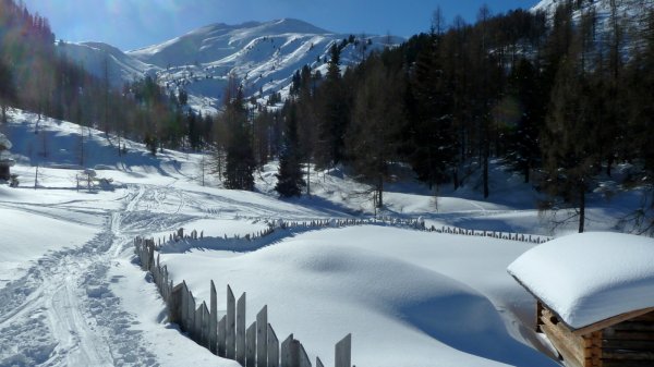Letzter Blick zurück zum Gipfel von der Filzmooshütte aus