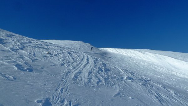 Überwehte Spur und Windgangeln, sonst alles schön windgepresst.