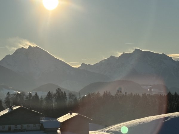 Tolle Schneefahnen am Watzmann und Hochkalter