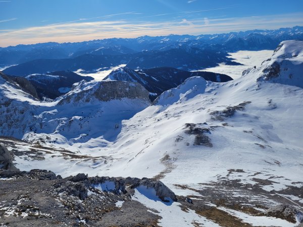 Beide von uns ausgelösten Lawinen gut sichtbar