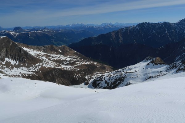 Rückblick aus dem unteren Teil des Gipfelhanges