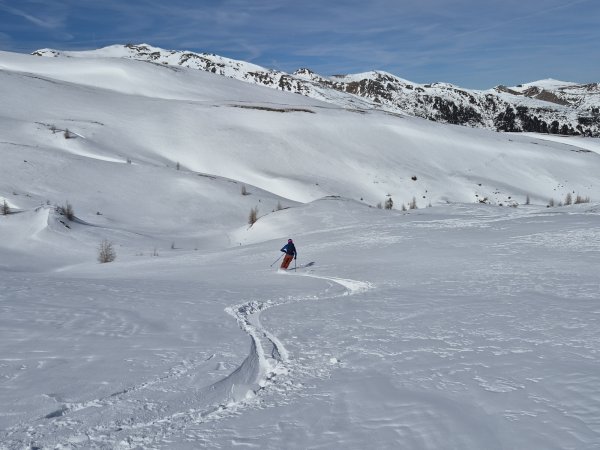 Abfahrt vom Steineck im Pulver